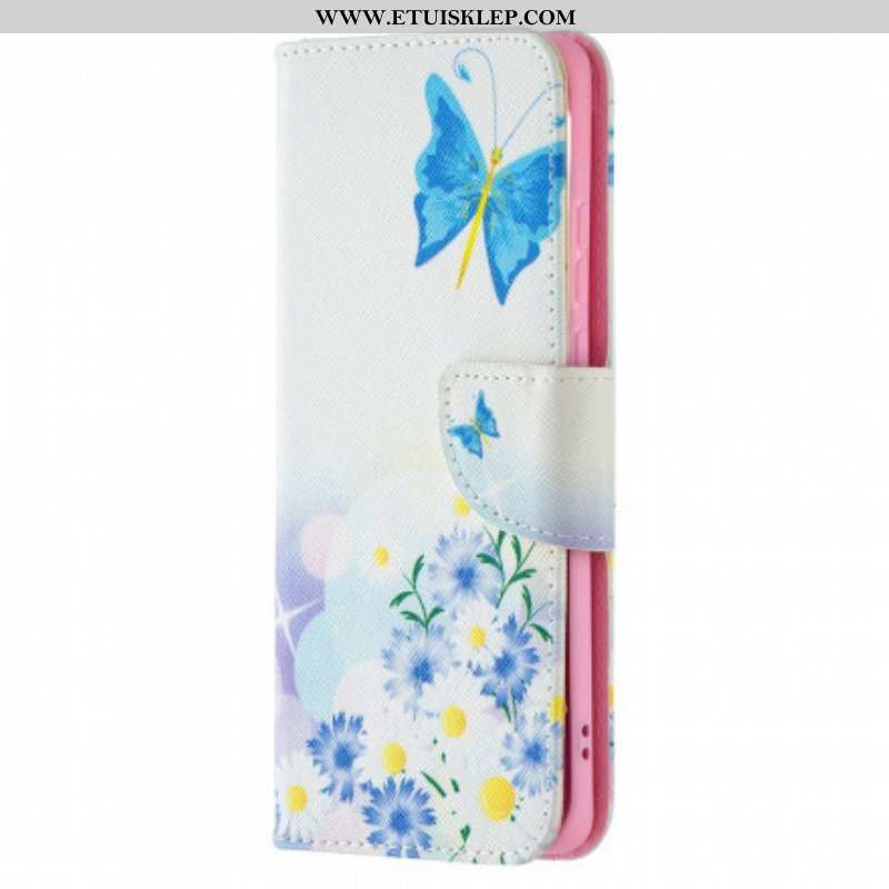 Etui Folio do Huawei P50 Pro Malowane Motyle I Kwiaty